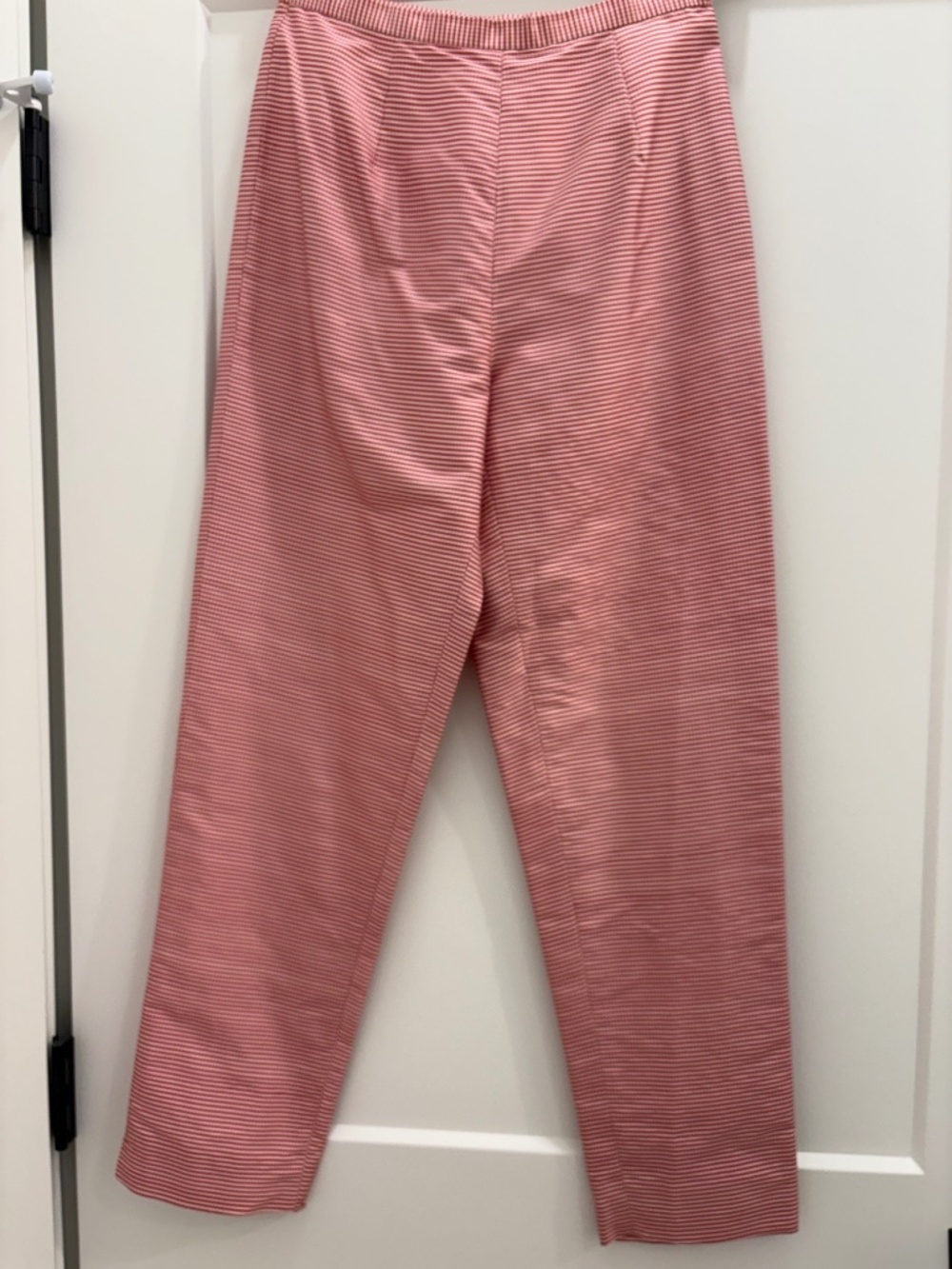 Sutton Studio Red & White Silk Gingham Pants; Size: 2 Petite